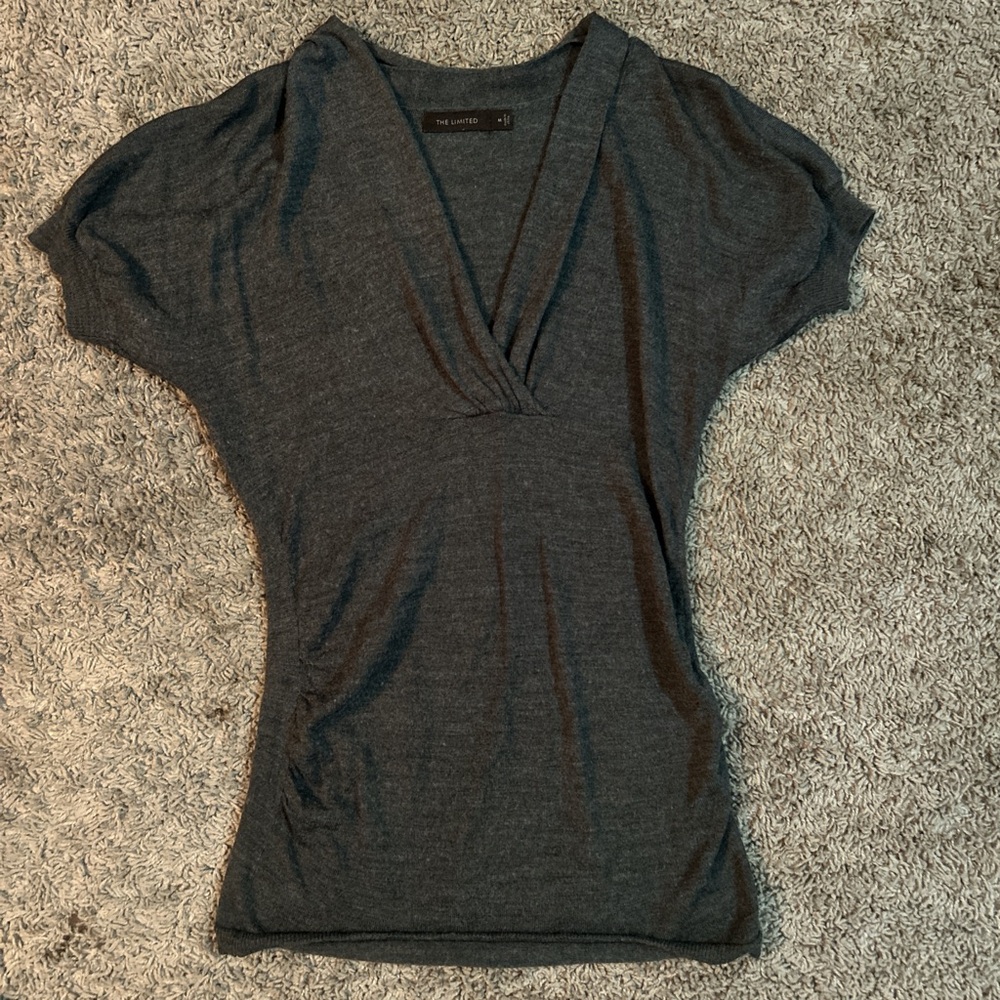 The Limited Charcoal V-Neck Blouse